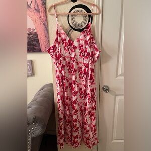 Plus Size Womens sleeveless Floral pink and White Midi Dress size 4X NEW